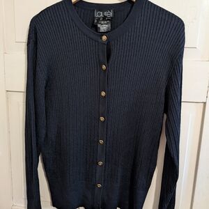 Vintage Silk Laurel Women's Navy Cardigan Sweater